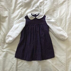 Carter’s Toddler Girl Navy Blue Heart & Bow Print Dress - Size 2T